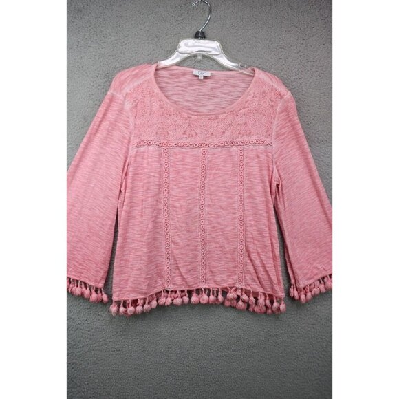 Crown & Ivy 3/4 Belled Sleeve Blouse-Tassels-Size PL - Picture 1 of 9